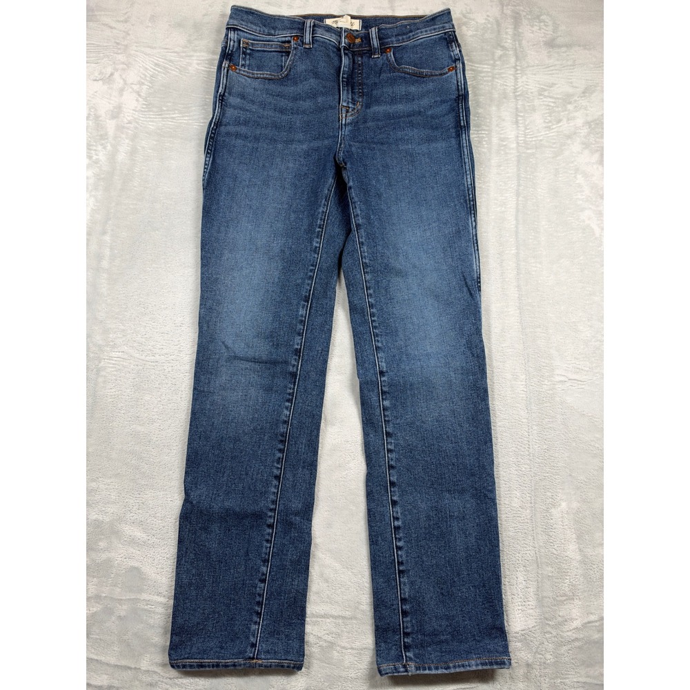 Madewell Mid-Rise Stovepipe Jeans Women 27 Blue Slim Straight Stretch Denim
